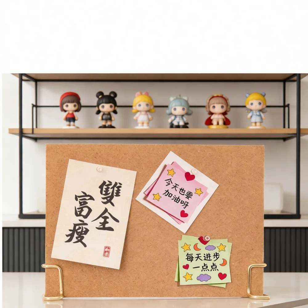 Desktop Cork Board A4 Photo Display Stand Office Memo Bulletin Message Note Holder Study Table Organizer Modern Art Decor Metal