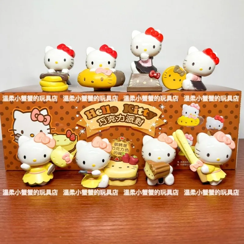 

8 шт. Hello Kitty Kawaii Sanrio аниме Ins модная милая кукла милый мультфильм вечерние пластиковая модель орнамент подарки на день рождения игрушки