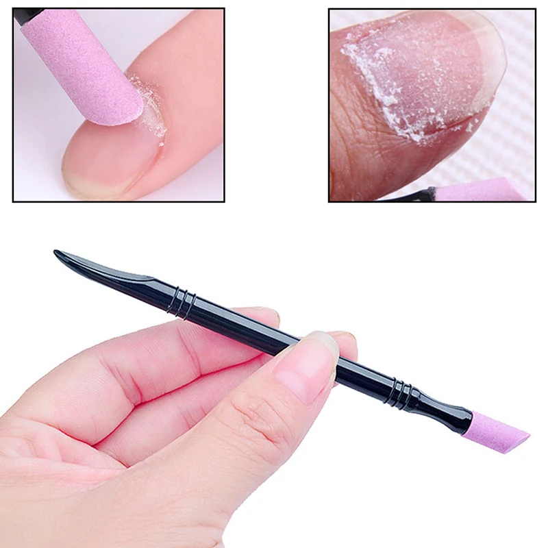 1PC Double-head Quartz Exfoliator Nail Cuticle Remover Dead Skin Pusher Trimmer