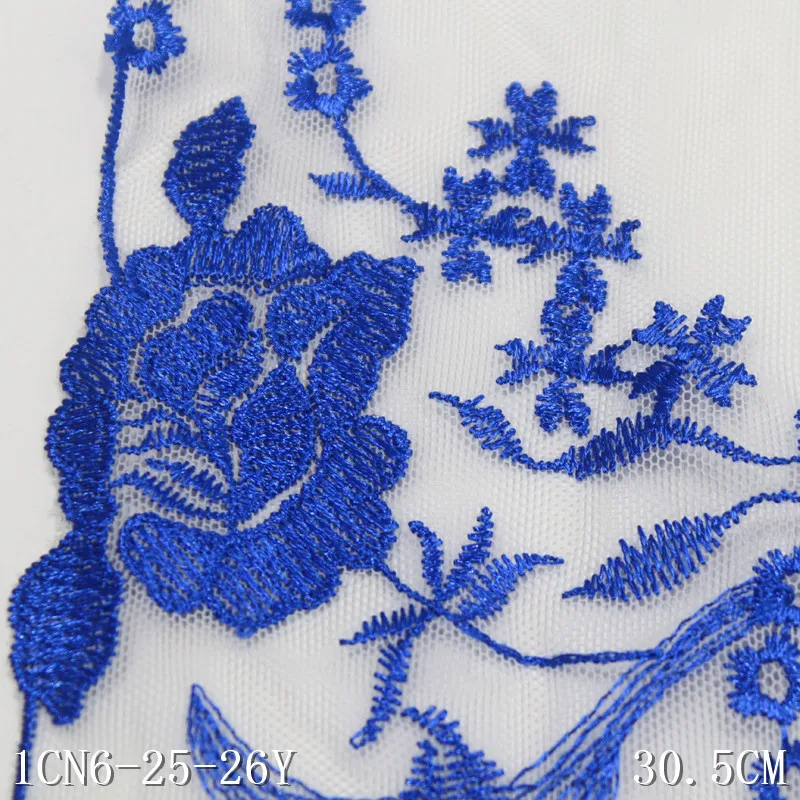 23Yards New design Two Tones Embroidery Tulle Laces Blue Flower Lace Trim Mesh Lace Fabric For Underwear