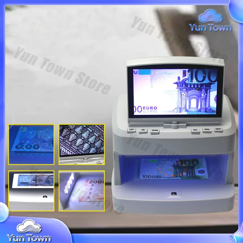 for V100 Money Detector UV MG IR WM Bill Cash Checker Multi Currency Banknote Counterfeit Verifier Machine