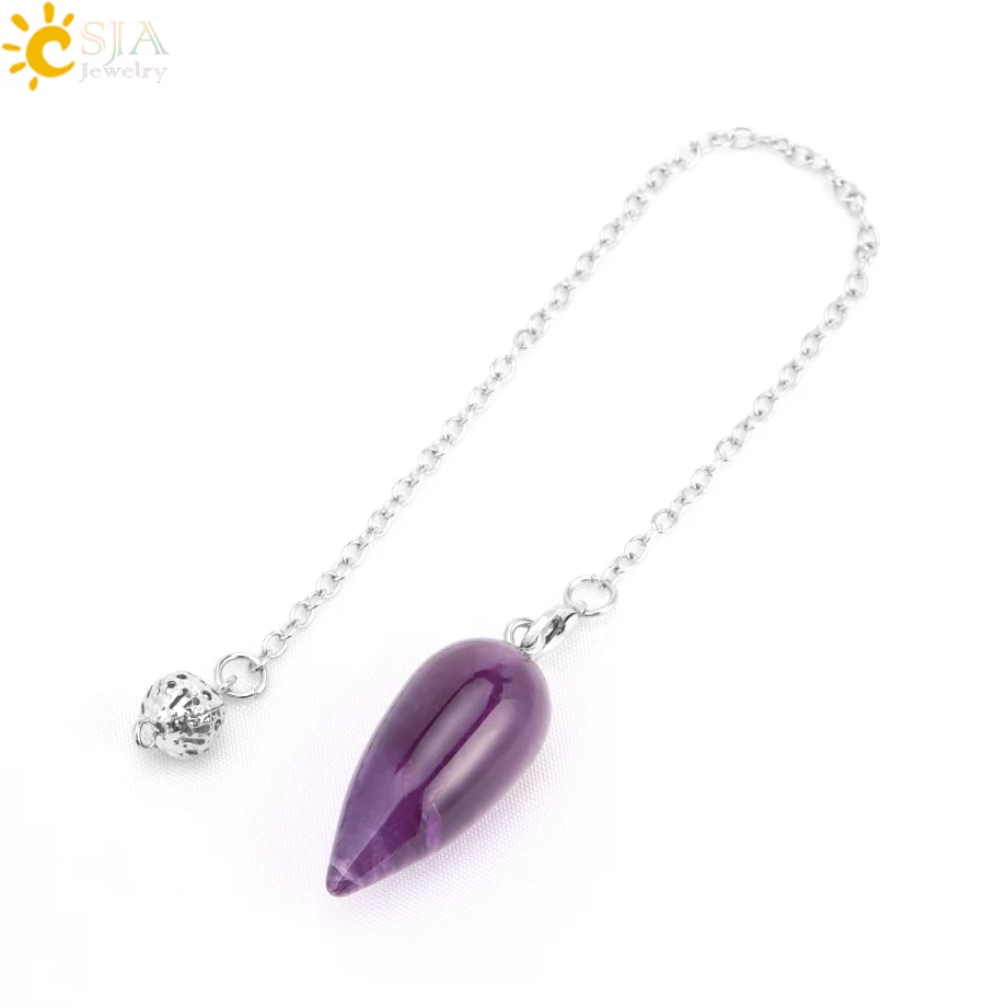 Spiritual Pendulum Natural Gem Stone Pendant Water Drop Crystal Healing Pendulums for Divination Dowsing Pendulos Witch T041