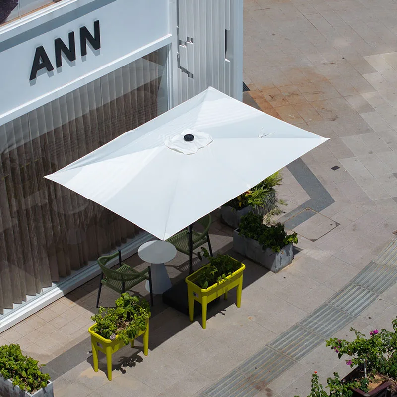 Paraguas de columna central rectangular de 3x2 metros, sombrilla para exteriores, jardín, terraza, cafetería, fuera del paraguas, pose de campamento