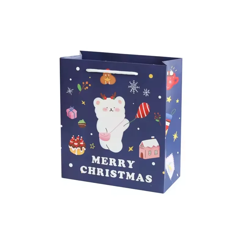 500pcs/Lot Wholesale Custom Logo Printed Christmas Cartoon Gift Packaging High-End Candy Biscuits Snack Portable Paper Bags