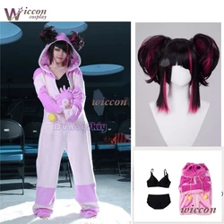 Game Street Fighter6 SF Han Juri Cosplay Costume Han Juri Pajamas Pink OnePiece Pajamas Women Girls Winter Pajamas Hallowen Suit