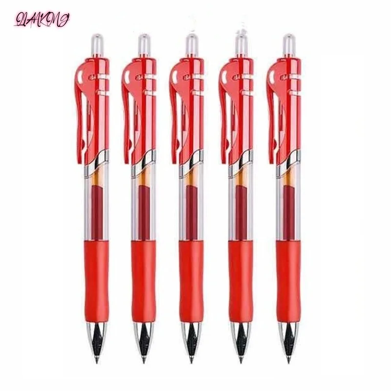 

QIANKONG 5pcs/set 0.5mm Retractable Gel Pen, Red, Ink Kawaii Ballpoint Pen for Writing,Office and School Supplies Stationery