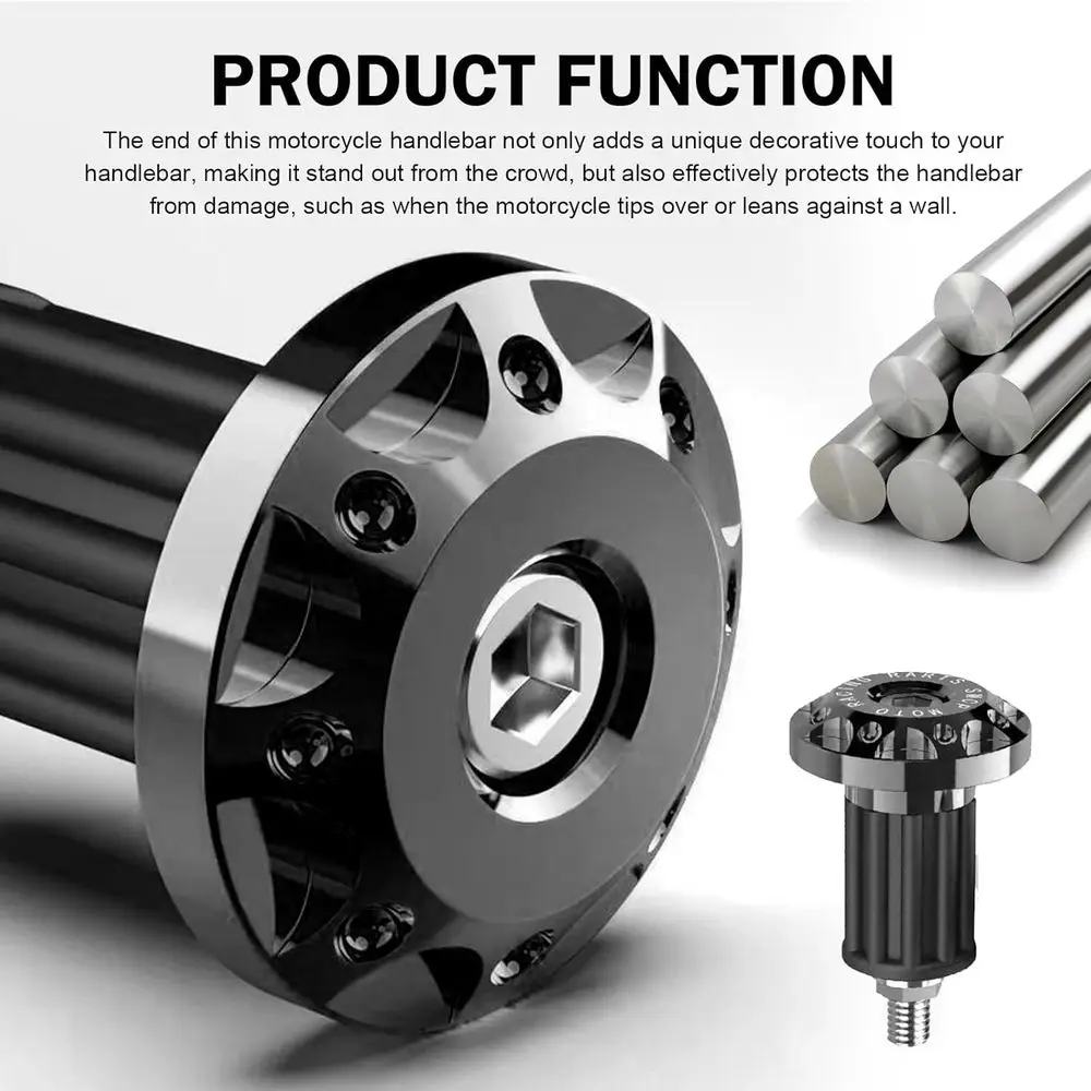 2 PCS Motorcycle Bar End Plugs, Alloy Handlebar Grip End s, it or Motorcycles with Handlebar Inner Diameter o 16-18MM (Black) image 4