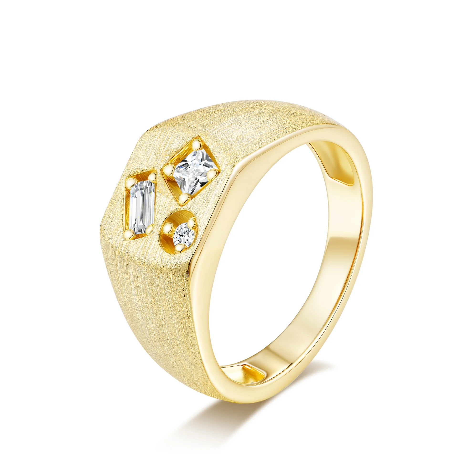 

Luxurious Platinum Pt950 14K Gold Moissanite Ring Brushed Geometric for Men Wedding Fine Jewelry Gift