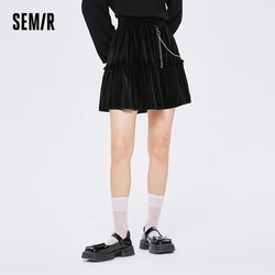 Semir 2023 Women Skirt Loose Texture Skirt Women Stringy Selvedge Cake Skirt Playful Sweet Cool Skirt for Women