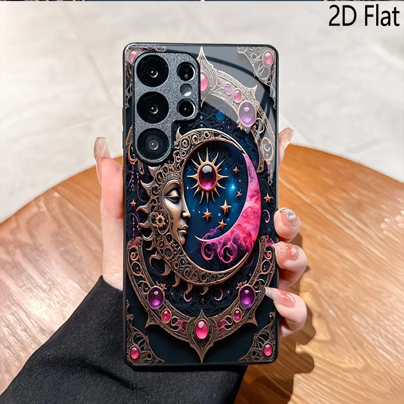 Cloud and Moon PatternTempered Glass TPU Shockproof Full Cover For Samsung GalaxyS26 S25 S24 S23 UltraA55 A34 A14 A15Phone case