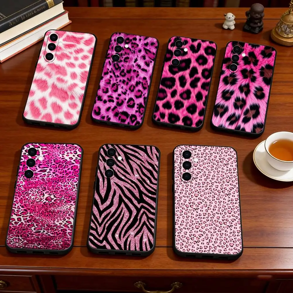 

Cool pink leopard print for girls Phone Case For Samsung Galaxy A73,A72,A71,A70,A53,A52,A51,Others Soft Black Cover