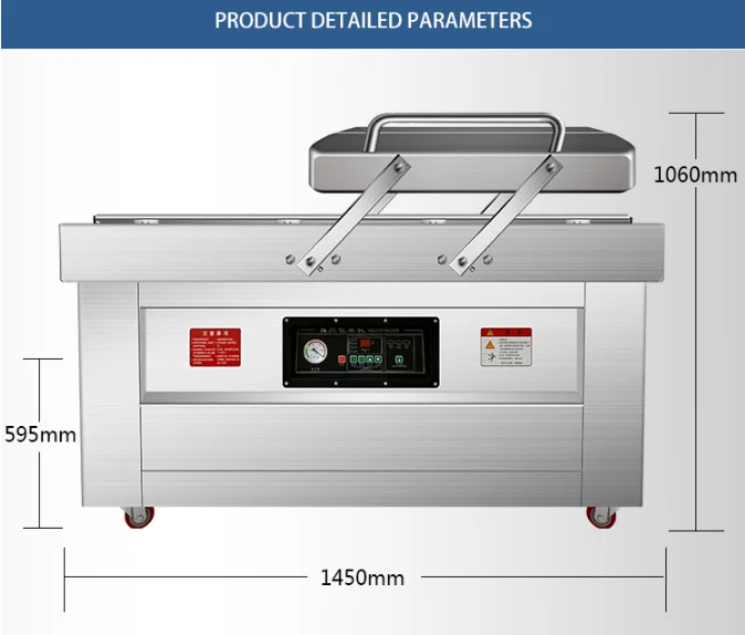 Factory Supply Food Vacuum Packaging Machine 1800W Double Chamber Vacuum Machine DZ-600/2SB