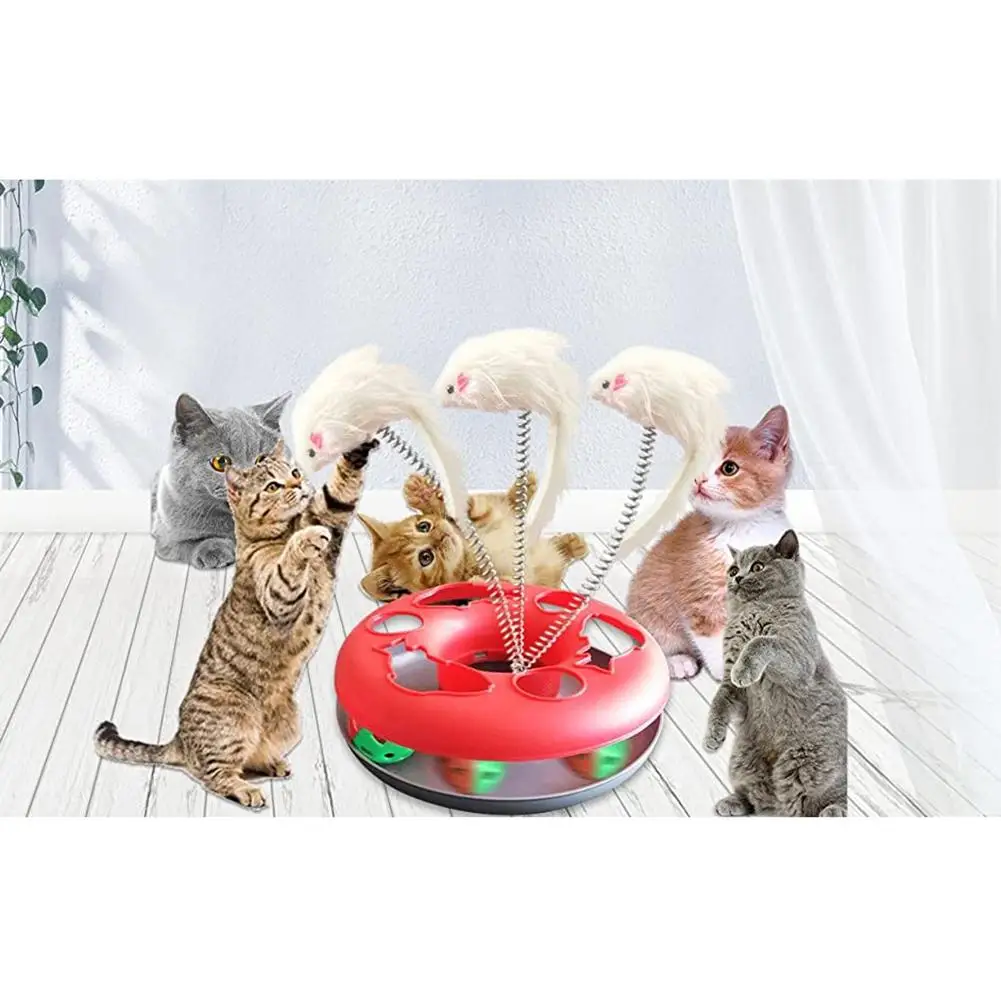 Cat Round Spring Roller Tracks With Exercise Balls Teaser Mouse Pet Interactive Toy For Indoor Cats Cat Supplies Dropshipping