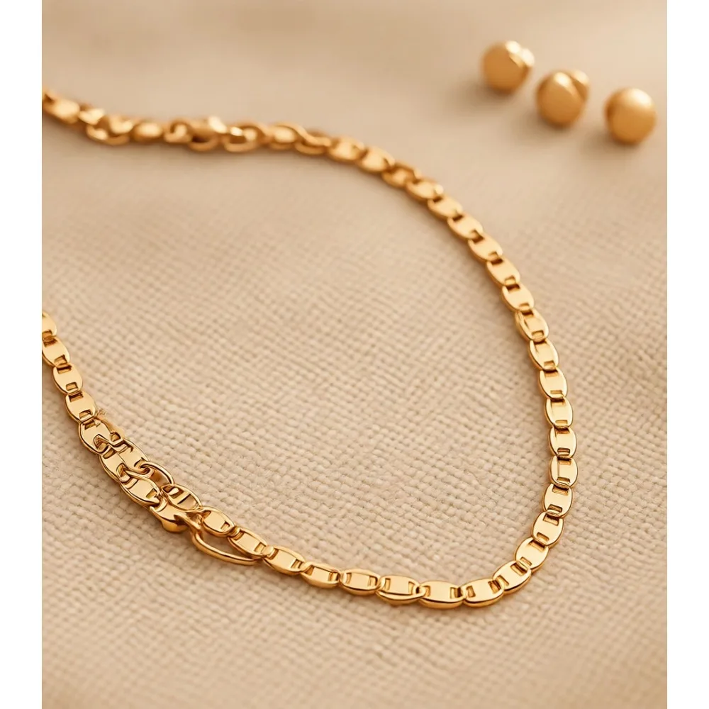 

Итальянское серебряное колье 925 пробы с позолотой 18K, цепочка с зеркальными звеньями для женщин