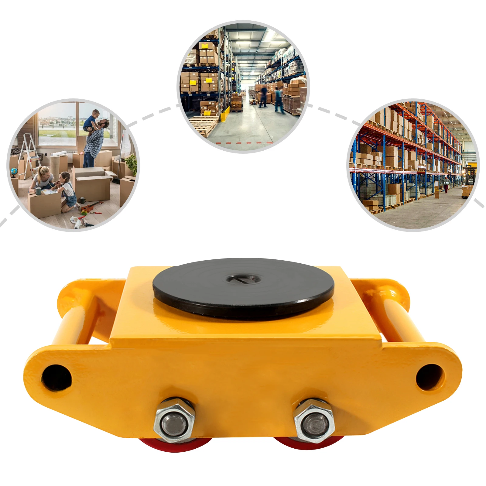 

6T Rotating Machinery Mover Dolly 360° Skate Roller Move Heavy Duty with 4 Alloy Steel Rollers