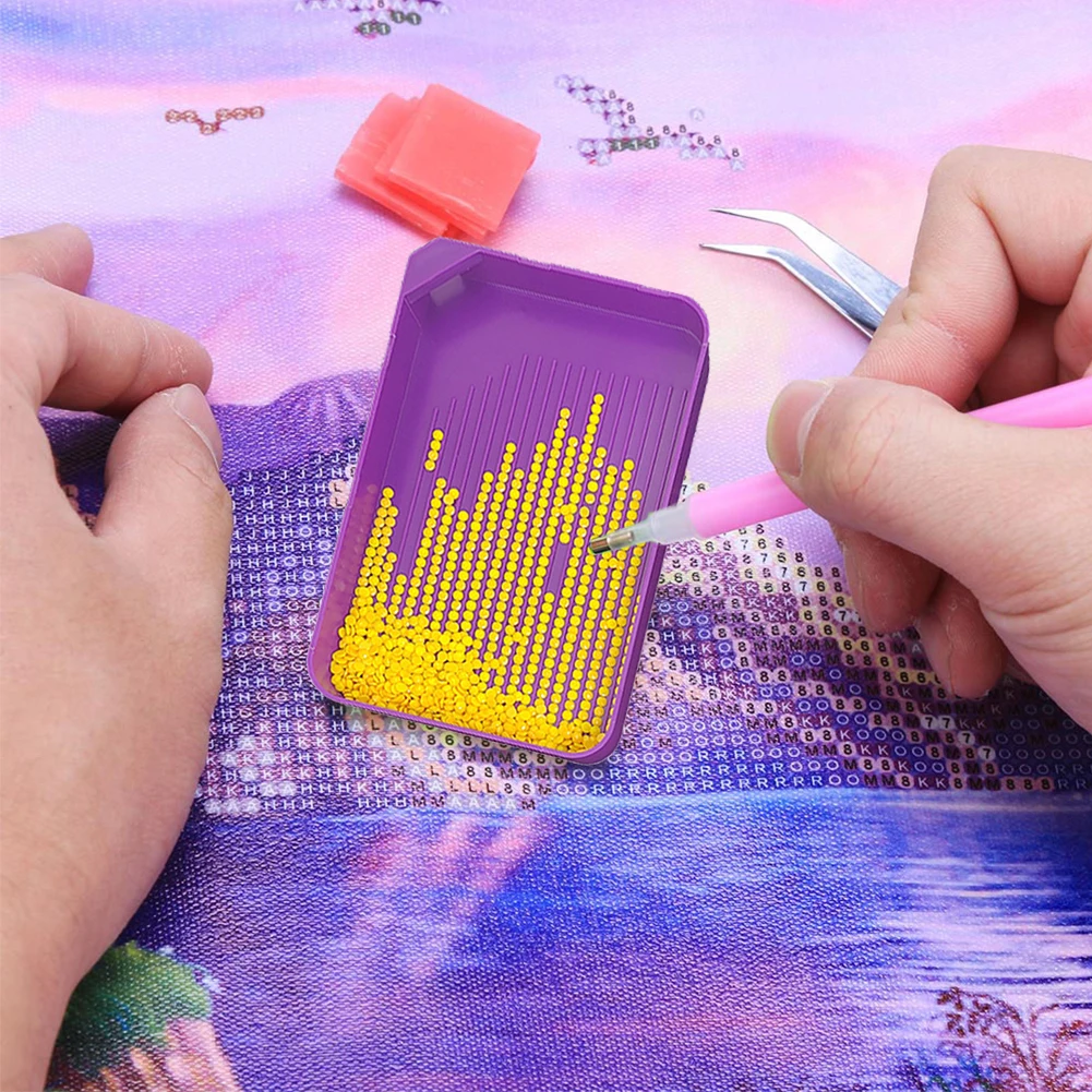 Funnel Diamonds Painting Tray Large Capacity DIY Mosaic Tary Art Crafts 5D Handmade Plastic Purple Handicrafts Tool Accessories