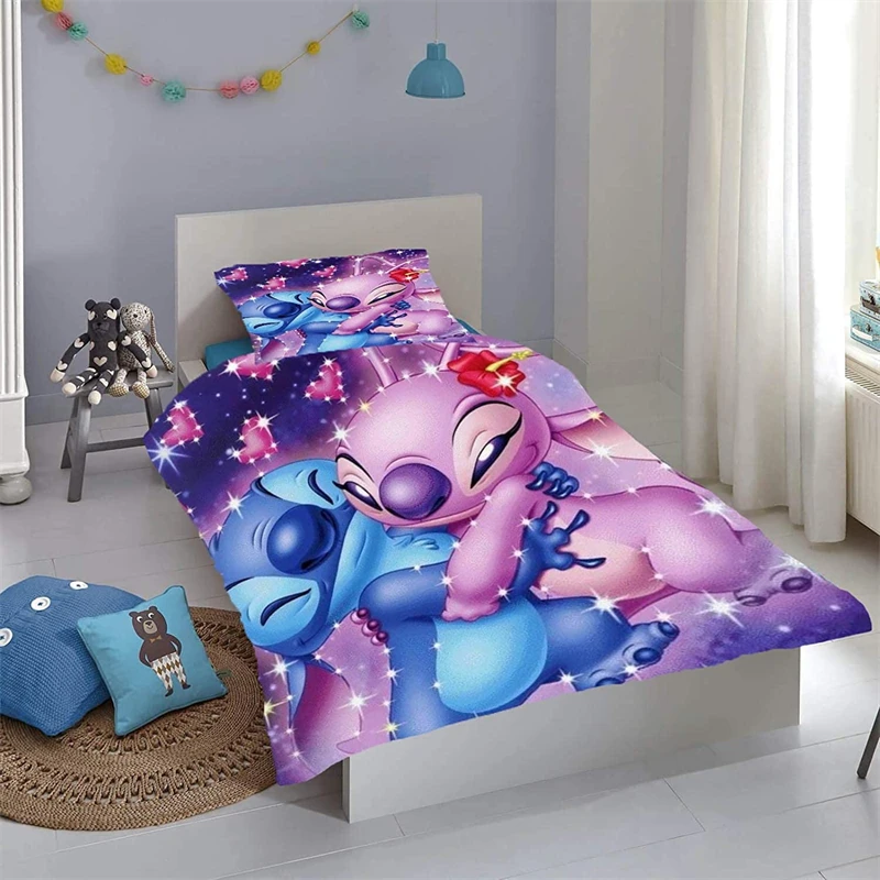 Imagem -02 - Miniso-capa de Edredão Lilo & Stitch com Zip ou Fronha 50x75 Conjunto de Cama Adolescente Menina Coisas Infantis Presentes Peças