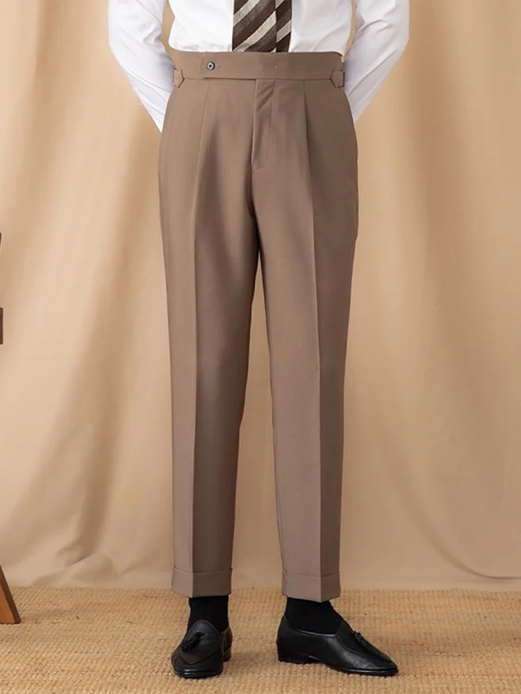 

Мистер Футболка с оленем, мужские повседневные прямые брюки с высокой талией, против морщин, не гладить, винтажная универсальная смесь полиэстера, весна-осень