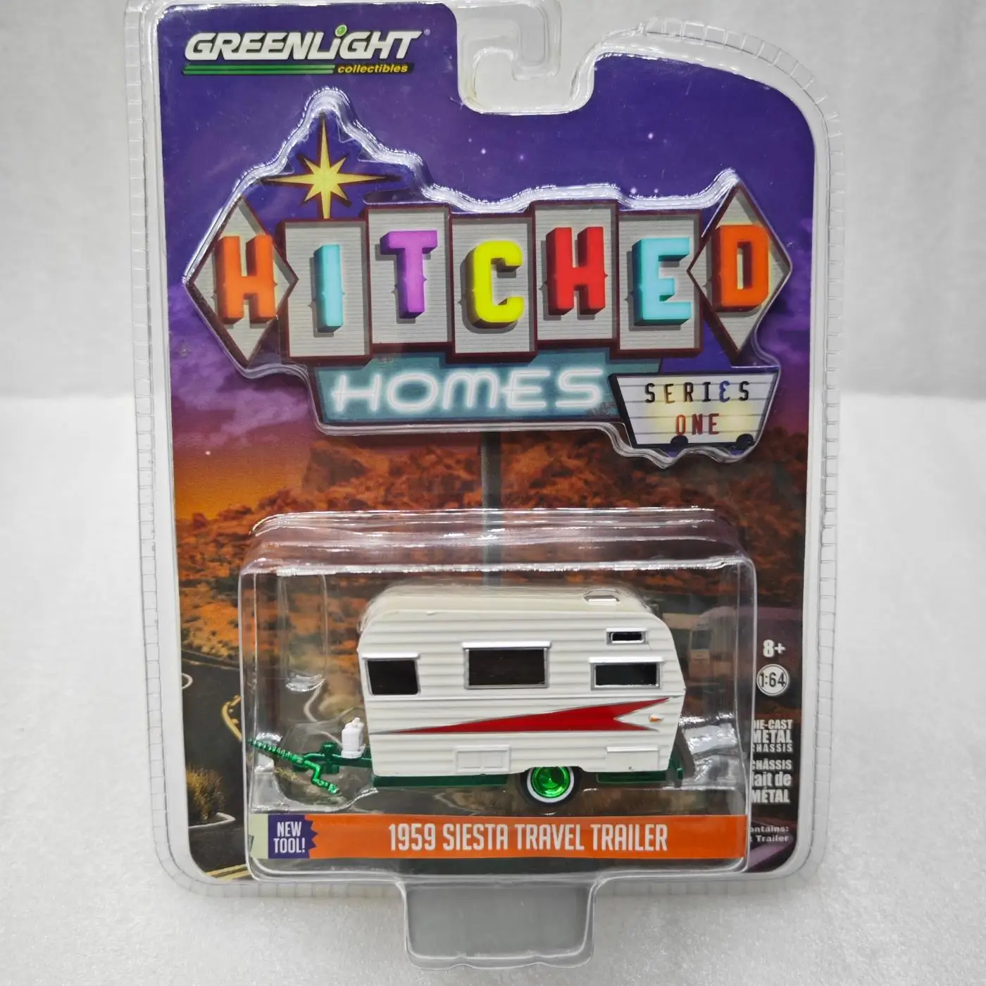 

1:64 1959, сиеста, туристический прицеп, высокая имитация литья под давлением автомобиля, модель из металлического сплава, украшение автомобиля, коллекция подарков