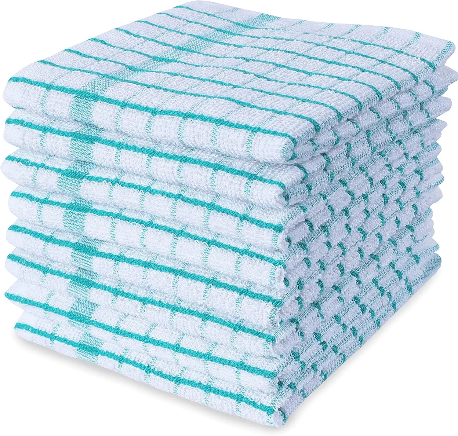 

Ultra Soft & Highly Absorbent Terry Cotton Dishcloths, 12x12 Inch, Set of 8 - Quick-Drying Kitchen Cleaning Cloths (Teal)
