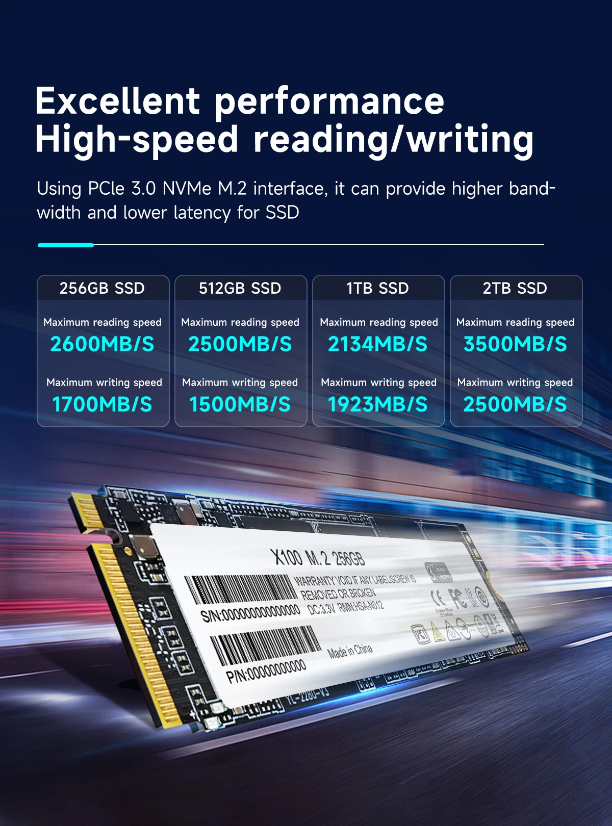 SSD Solid State Drive 256G M.2 PCle 3.0 Schnittstelle NVMe-Protokoll Fast Tead und Schreiben für Jetson Raspberry Pi Board Laptop Desktop – Detail 2