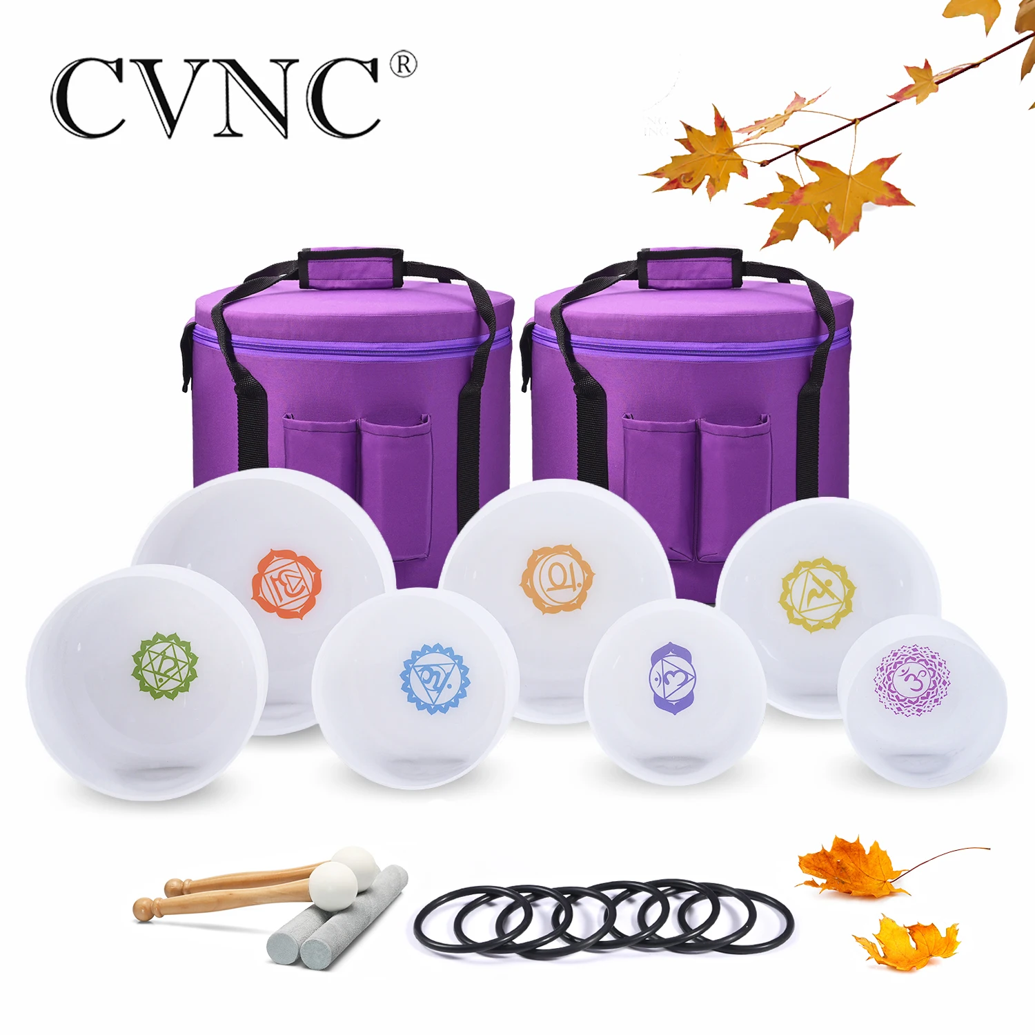 

CVNC 6- 12 Inch Crystal Singing Bowls 7 Pcs Chakra Quartz Set Design Instrument Sound Healing Relaxation With Bags Free Shipping