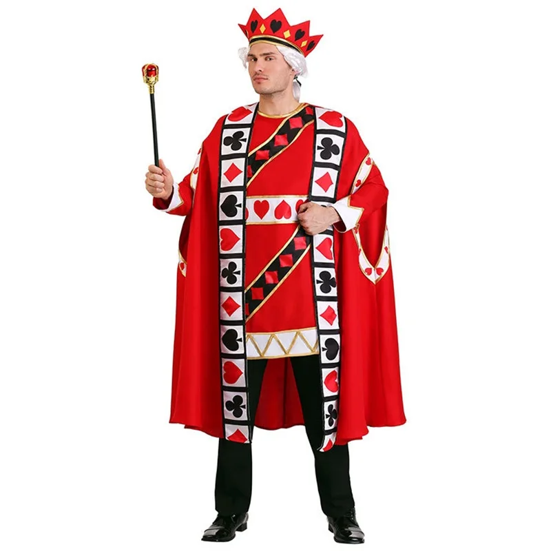 

Alice in Wonderland RedKing Top and Pants with Crown Cosplay Costume Halloween Masquerade Carnival Party Outfits for Men