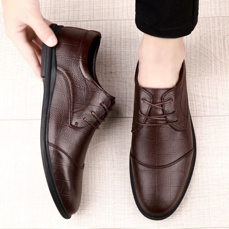 Classic New Men\'s Genuine Leather Casual Shoes Soft Sole Comfortable Loafers Office Men\'s Business Dress Shoes Free Delivery