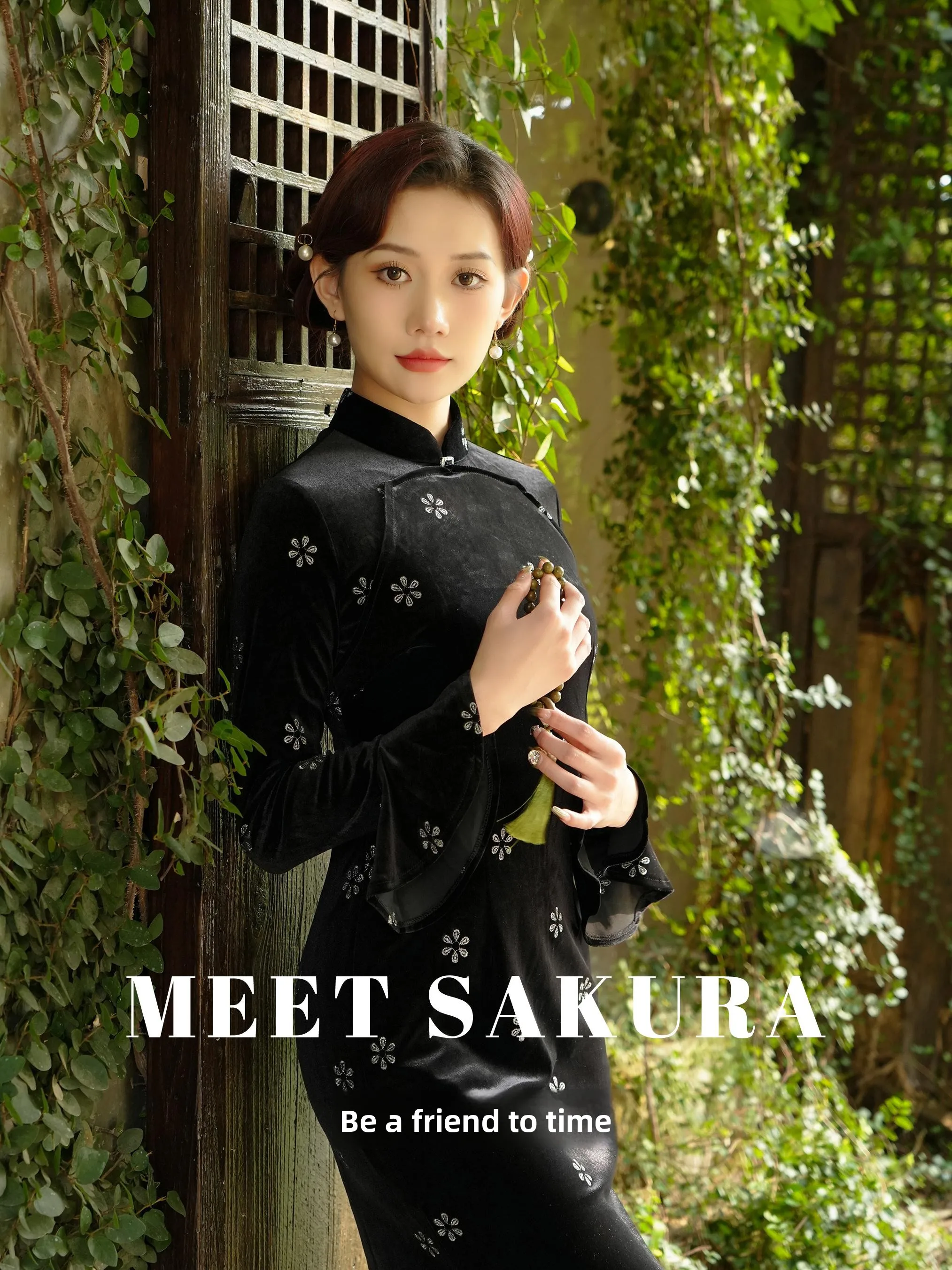 

Черное бархатное ципао с длинным рукавом, облегающее, для молодых женщин, осенне-зимнее, на каждый день, с высоким разрезом, гарантия тепла, новинка 2025 года