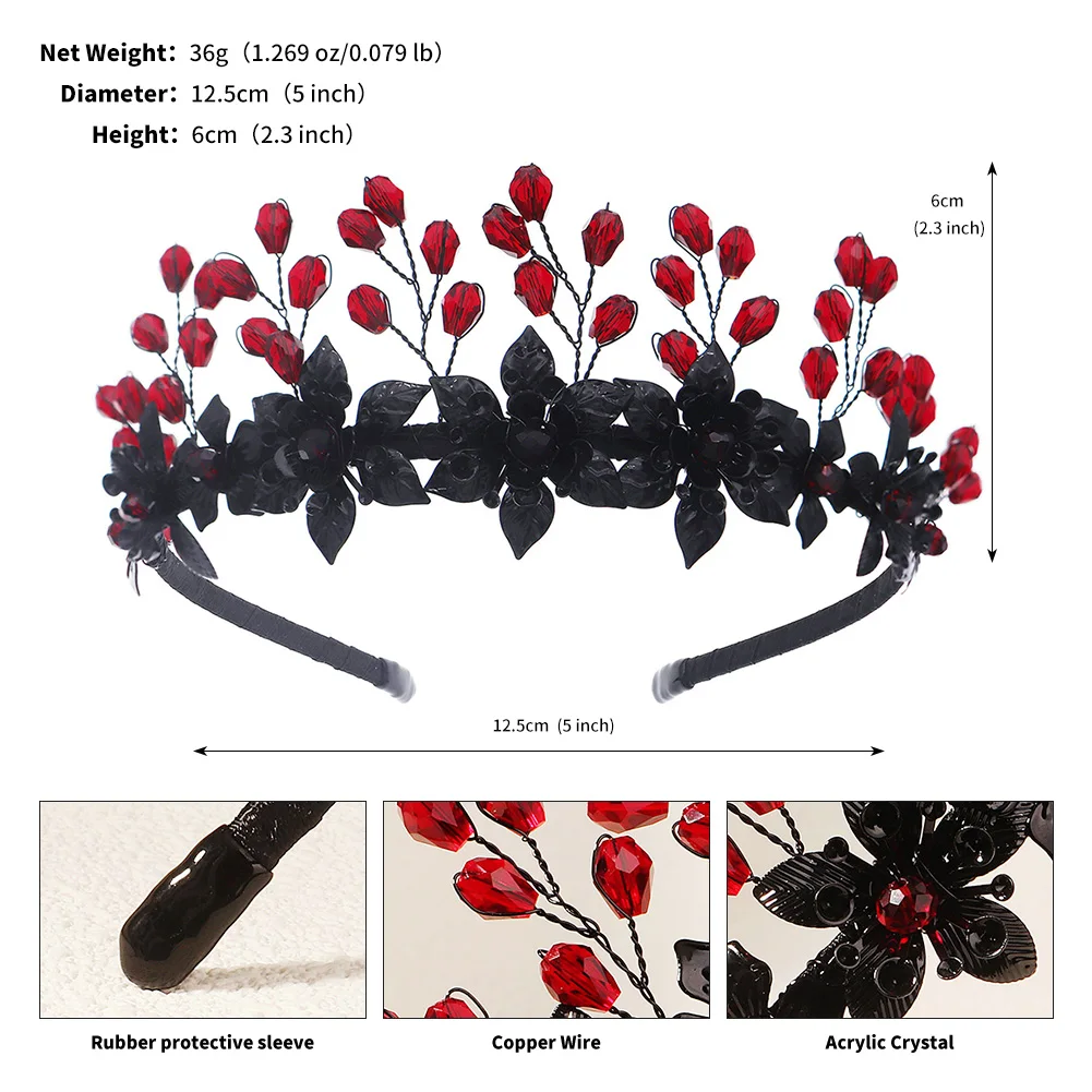 Halloween Diablo Red and Black Hair Bands Headpiece Crystal Beaded Sexy Hair Accessories Fashion Crowns Headbands For Women