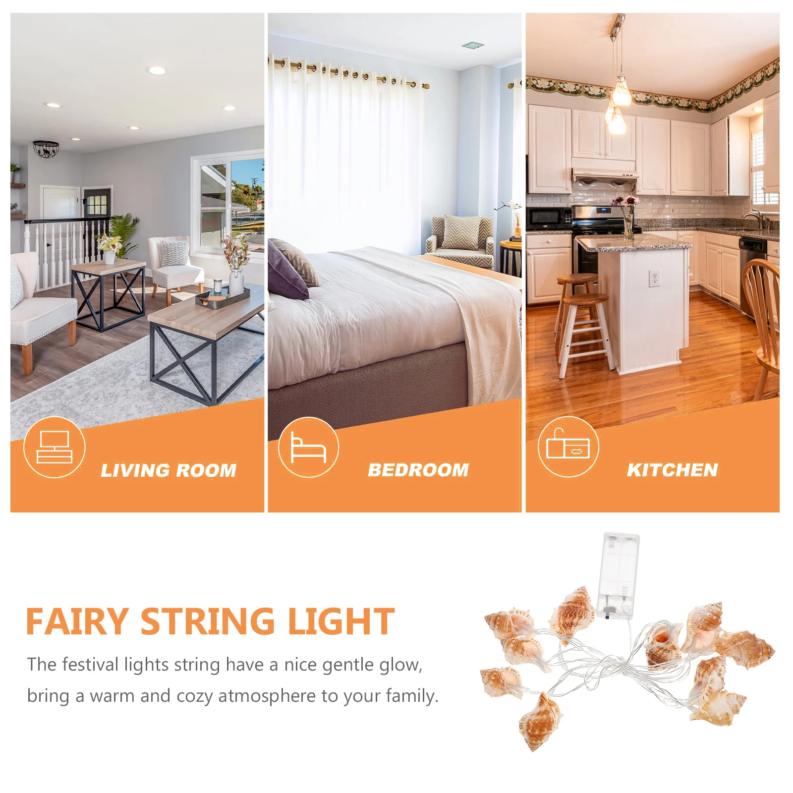 

Conch String Lights Decorative Bedroom Night Beach Party Christmas Decor Hawaii String Light Festival Lighting