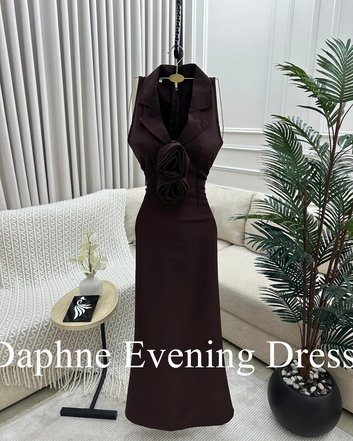 Customized Temperament Mermaid Halter Evening Dresses Graceful Flowers Pleats Jersey Photo Color Vestido De Festa Robe de soirée