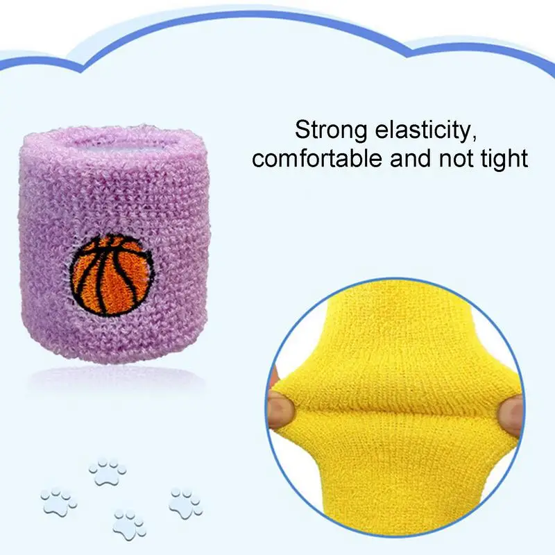 6pcs Sports Sweatbands Moisture Wicking Athletic Terry Cloth Kids Wristband For Football Tennis Basketball Running Gym Working