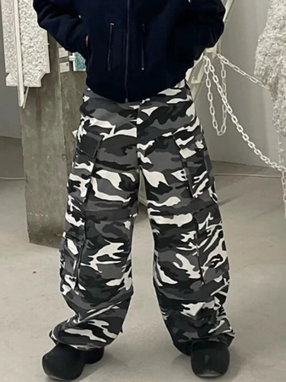 MIJKO سروال كارجو مموه متعدد الجيوب للرجال والنساء # 8509