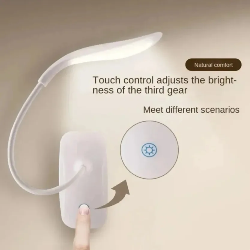 Portable USB Powered Mini Clip‑on Book Lamp LED Eye Protection 3 Colors Bedside Table Lamp for Student Night Reading Use