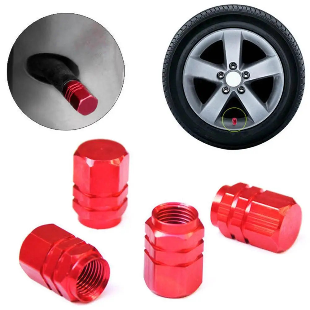 4Pcs Car Tire Valve Stems Cap Knurling Style Tire Valve Cap Aluminum Tire Wheel Stem Air Valve Cap Car Universal Accessories