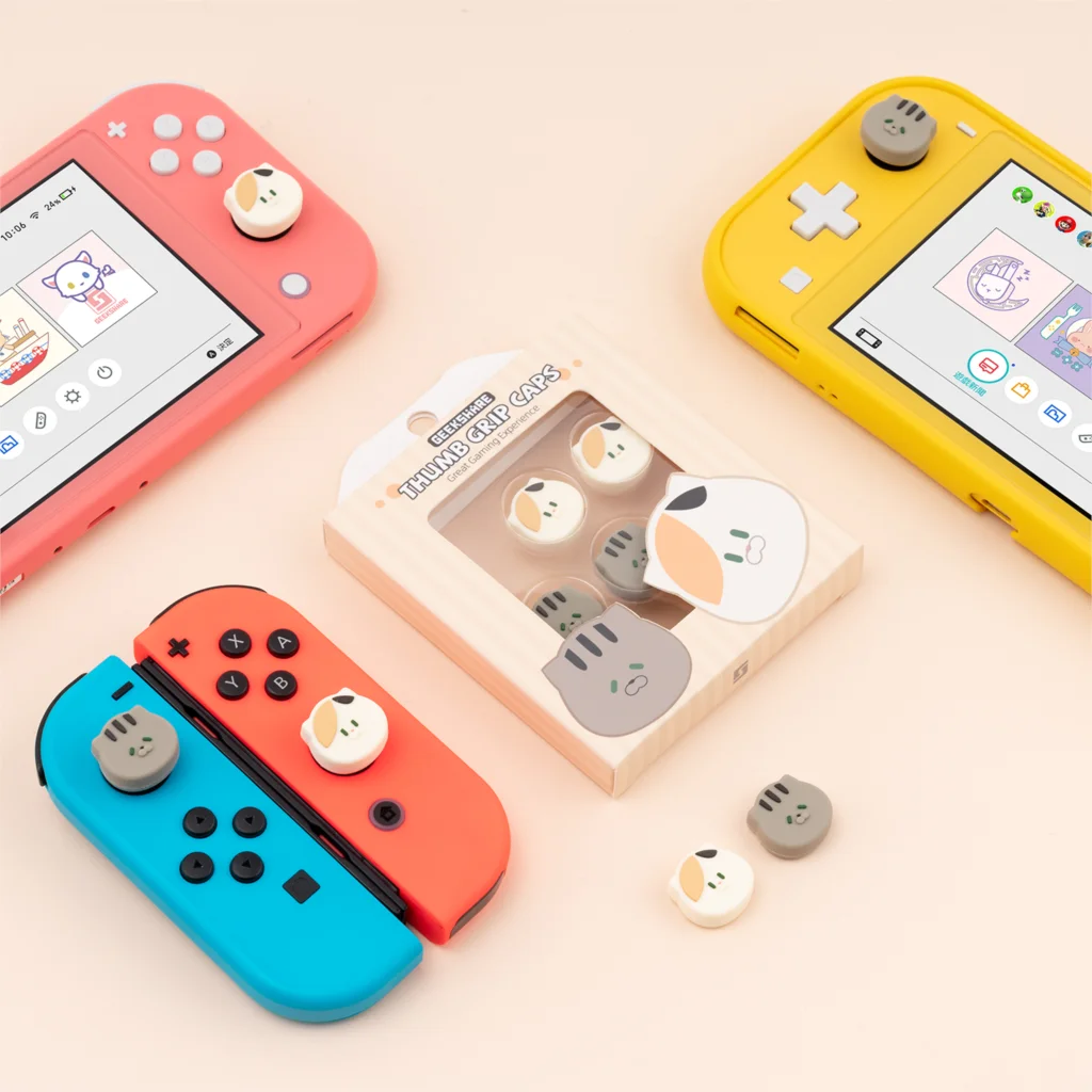 Gato Chick suave pulgar Stick Grip Cap Joystick cubierta protectora para Nintendo Switch NS Lite Joy-con controlador Thumbstick caso