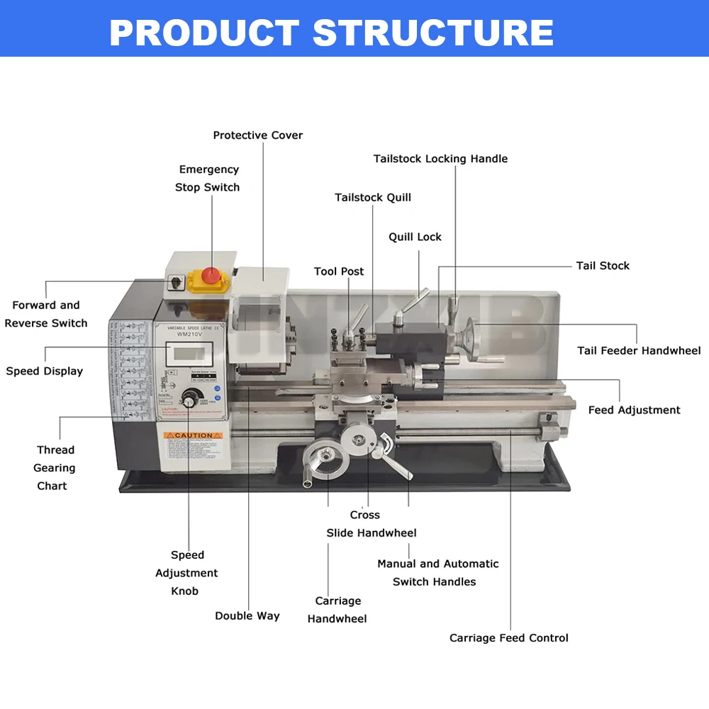 900W 400 Brushless Motor Mini Metal Lathe 38mm Spindle Hole 125mm Chuck Engraving Cutting Machine Tool Woodwork