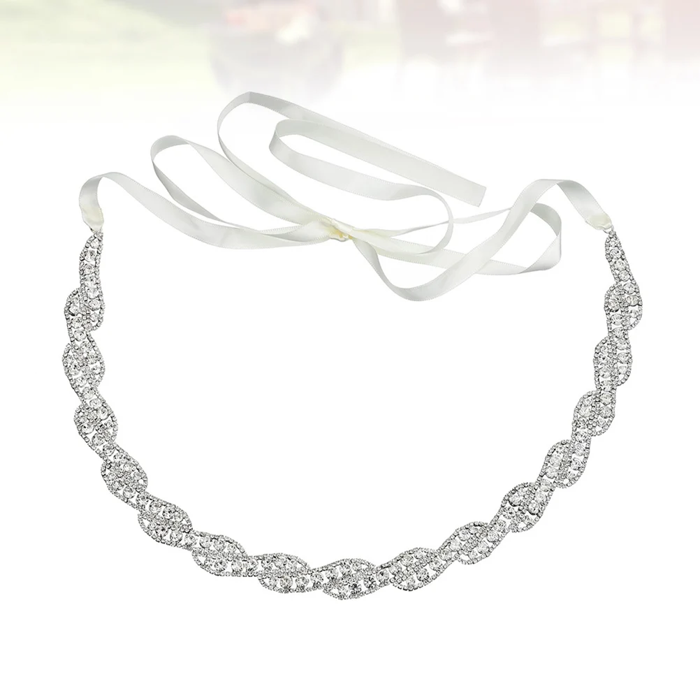 

Rhinestone Bride Belt Silver Wedding Dress Decor Bridesmaid European American Adjustable Length Elegant Sash For Party