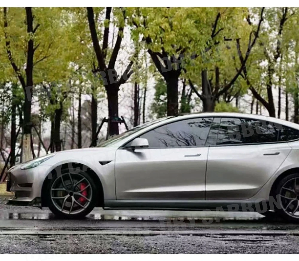 

ABS Side Skirts Rear Lip Diffuser Front Chin Spoiler Rear Lip Spoiler Canards Splitters For Tesla Model 3 2019+ T Style