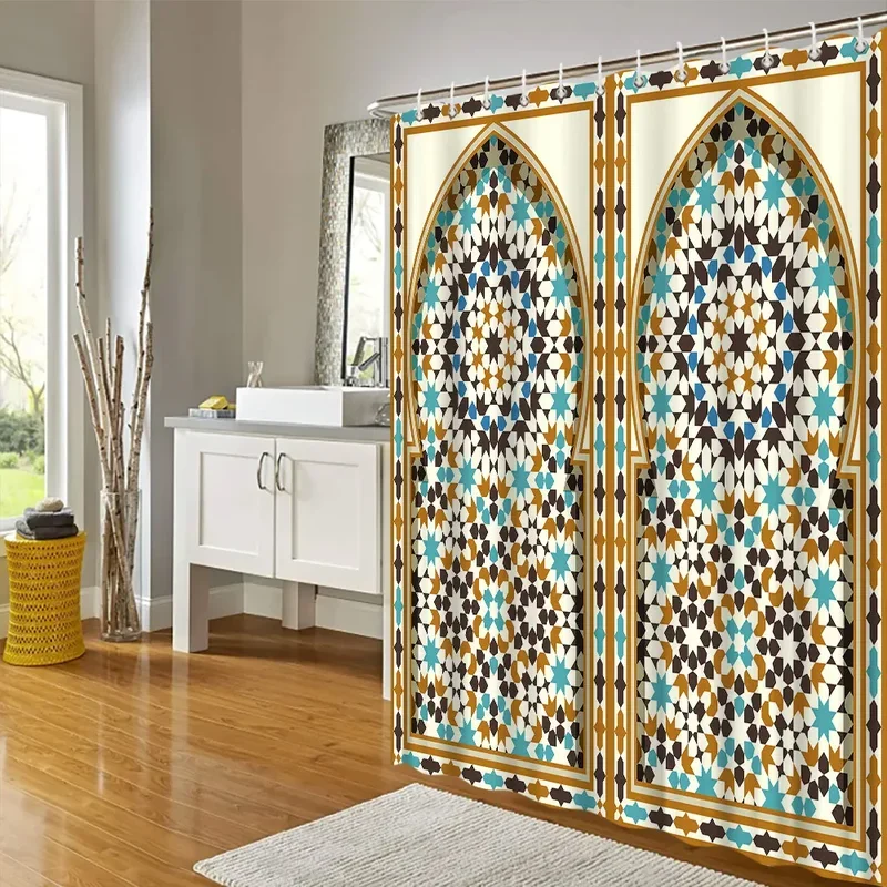 Arabic Arch Morocco Antique Doors Shower Curtain Old Vintage Farm Wood Door Bedroom Curtains With Door Pattern Bathroom Decor