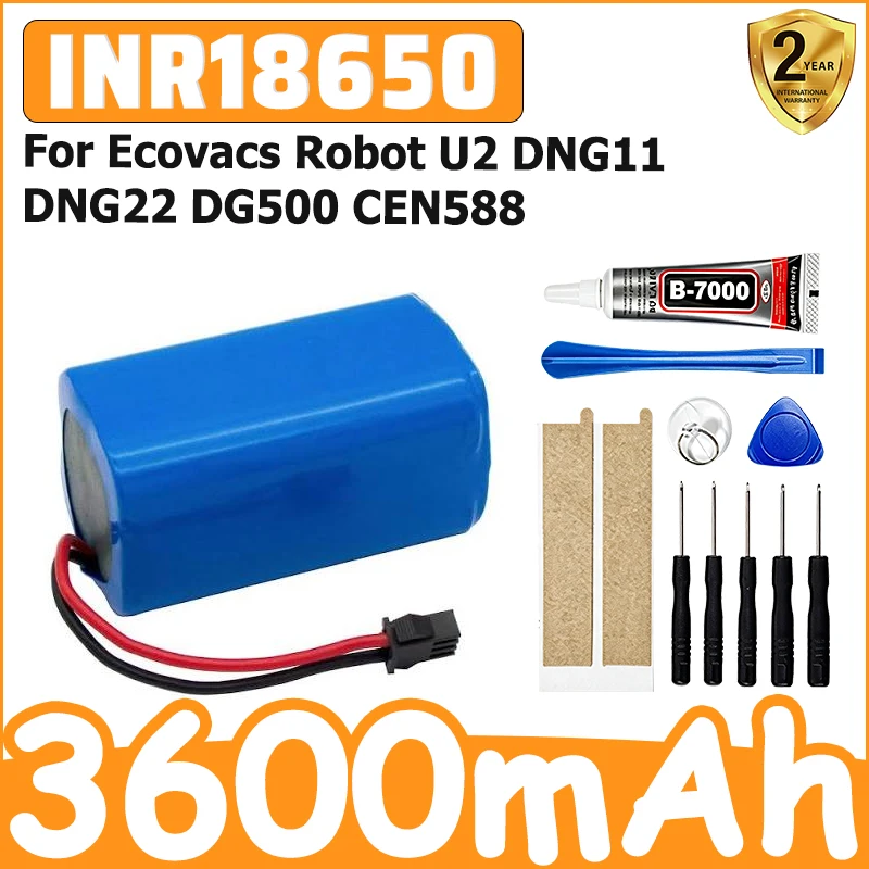 New 3600mAh INR18650 M26-4S1P-1 Cylindrical Rechargeable Battery for Ecovacs Robot U2 DNG11 DNG22 DG500 CEN588 Sweeper
