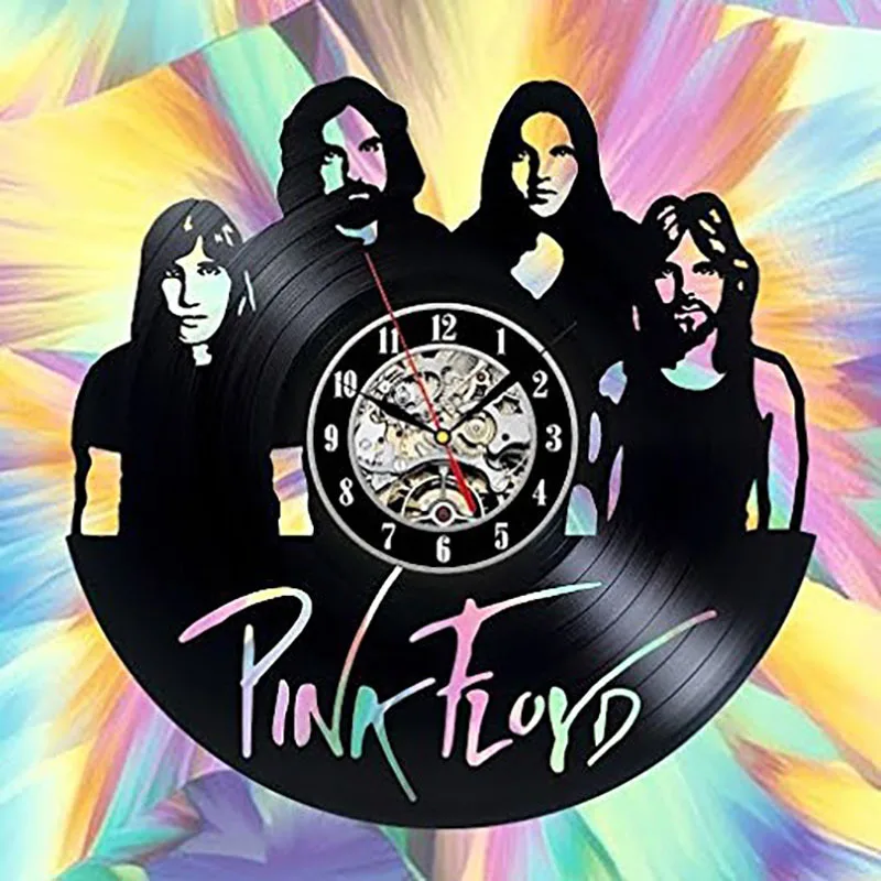 Pink Floyd Round Hollow Out Vinyl Record Wall Clock Vintage Style Fashion Personality Handmade Decorative Clock