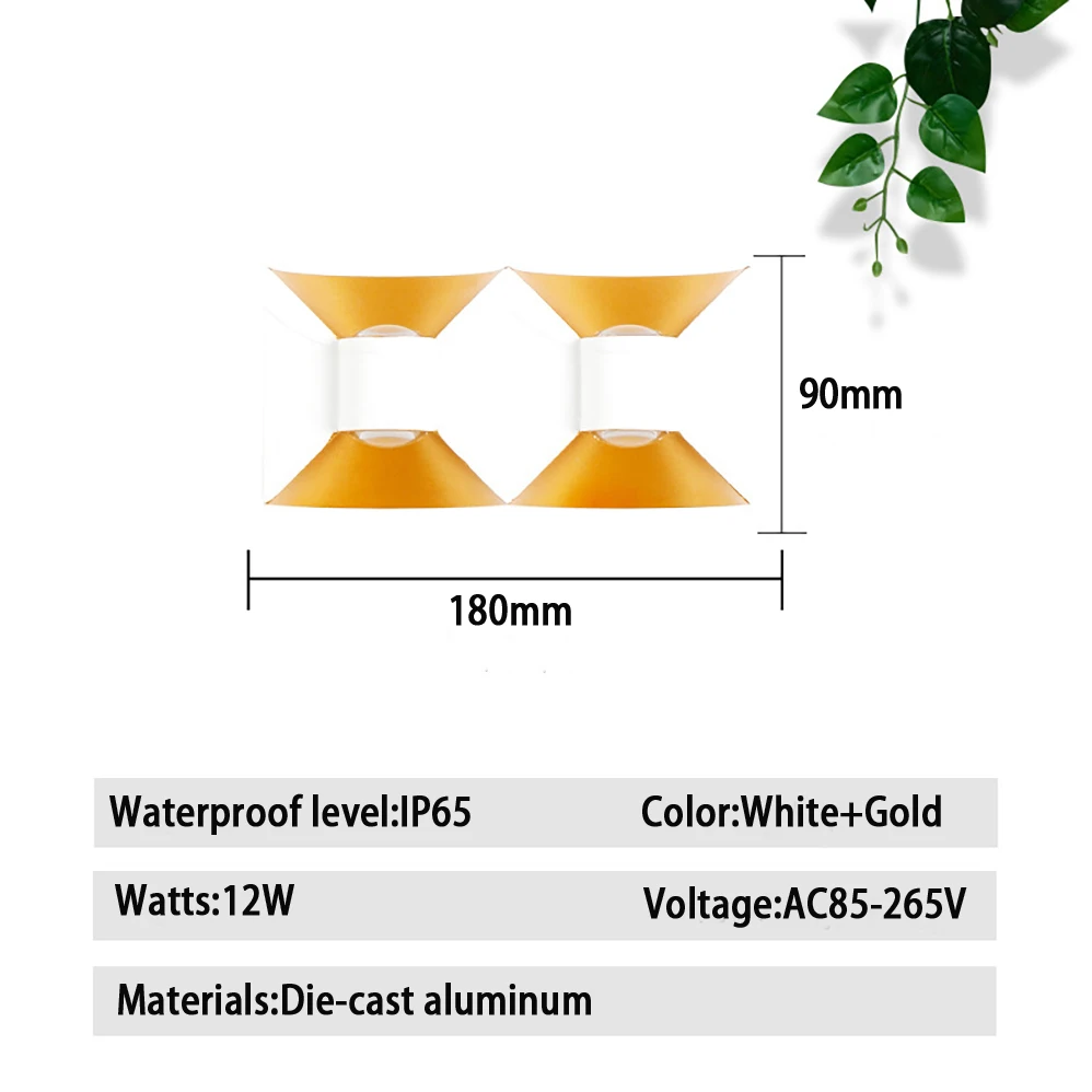 โคมไฟติดผนัง LED 10W 12W AC85-265V 2ประเภทโคมไฟกันน้ำ IP65ในร่ม/กลางแจ้งสไตล์มินิมอลสไตล์โมเดิร์นโคมไฟสำหรับสวนสาธารณะ/ประตู