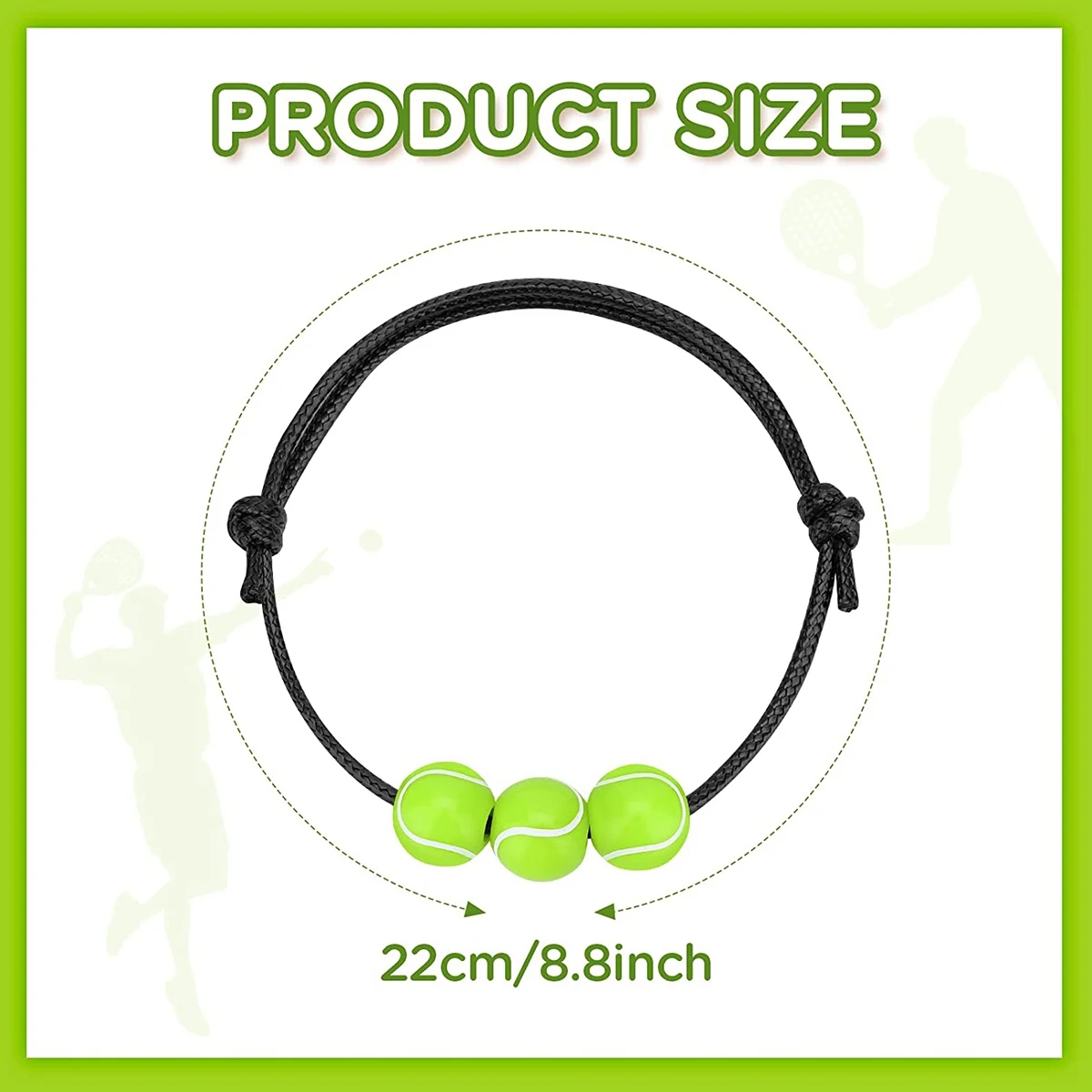 테니스 매력 팔찌 테니스 볼 비즈, 조정 가능한 손목 밴드, 10 대용 영감 스포츠 볼 팔찌, 20 개