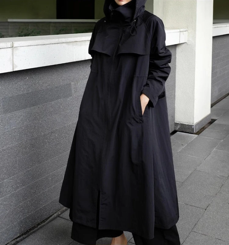 

Пальто Bla, корейское женское длинное пальто с капюшоном, повседневная верхняя одежда Ele, Новое поступление осени, однотонное пальто для поездок на работу, мода