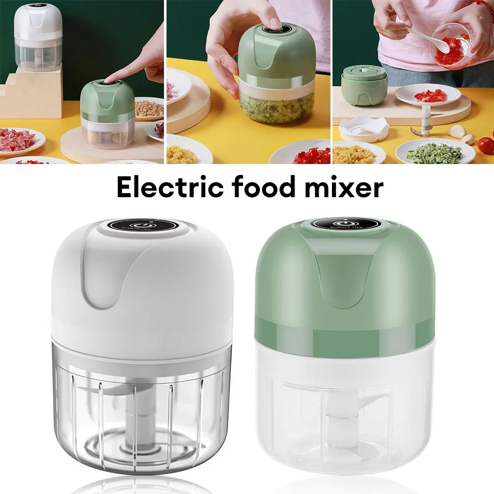 250ML Wireless Electric Garlic Masher Mashed Garlic Minced Meat Chopped Ginger Household Garlic Grinder Kitchen Gadgets