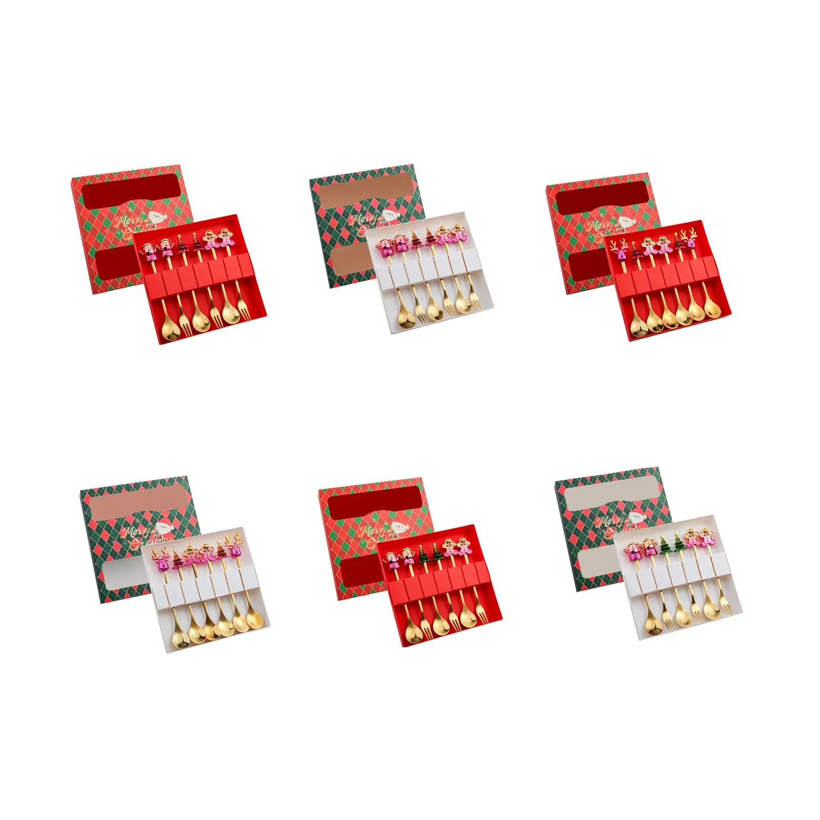 

Christmas Characters Spoons and Forks Flatware Reusable Portable Decoration Tea Xmas Cutlery Set Tableware for Cafe Daily Use