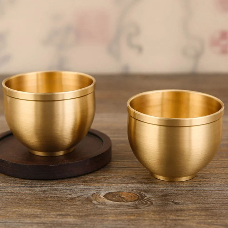 

Water Cups High-color Value of Pure Polishing Brass Small Wine Cups All Brass Traditional High-end Household Tea Water