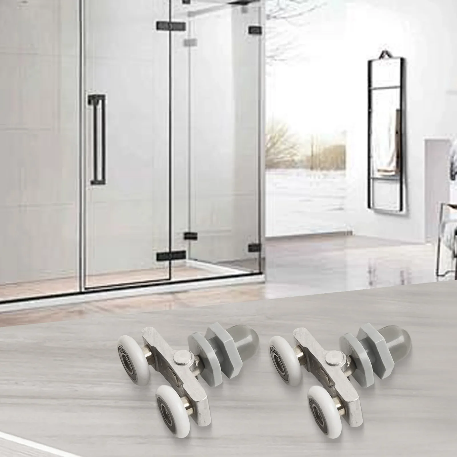 

Wheels Shower Door Rollers 19/23/25/27mm Dia Bathroom Household Runner Sliders Twin Bottom Wear-Resistant 4pcs